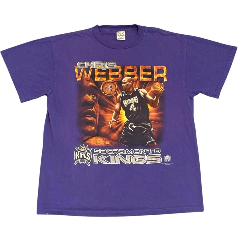 Vintage 90s Sacramento Kings Chris Webber Coin Tee NBA Shirt Adult Large